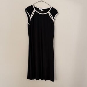 Calvin Klein Collection Black Mini Dress with White Accents